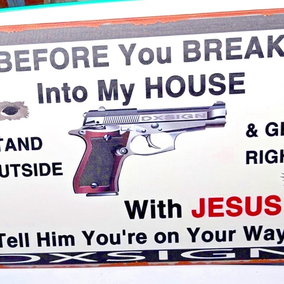 Get Right With Jesus 8x12 Inch Metal Tin Sign - No Trespassing Security System - Picture 1 of 2